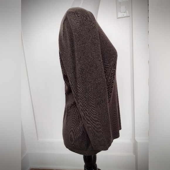 Like New W's Medium Doncaster Sport Dark Olive Green 3/4 Sleeve Blouse 80% Silk - Picture 7 of 12